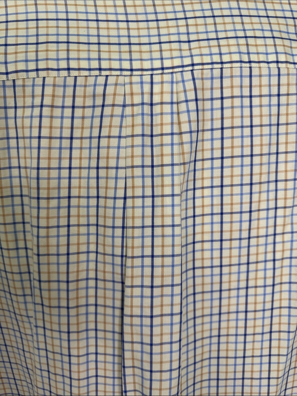Brooks Brothers Plaid Dress Shirt Cotton Blue&Tan Windowpane Pattern Men's XL - Picture 4 of 11